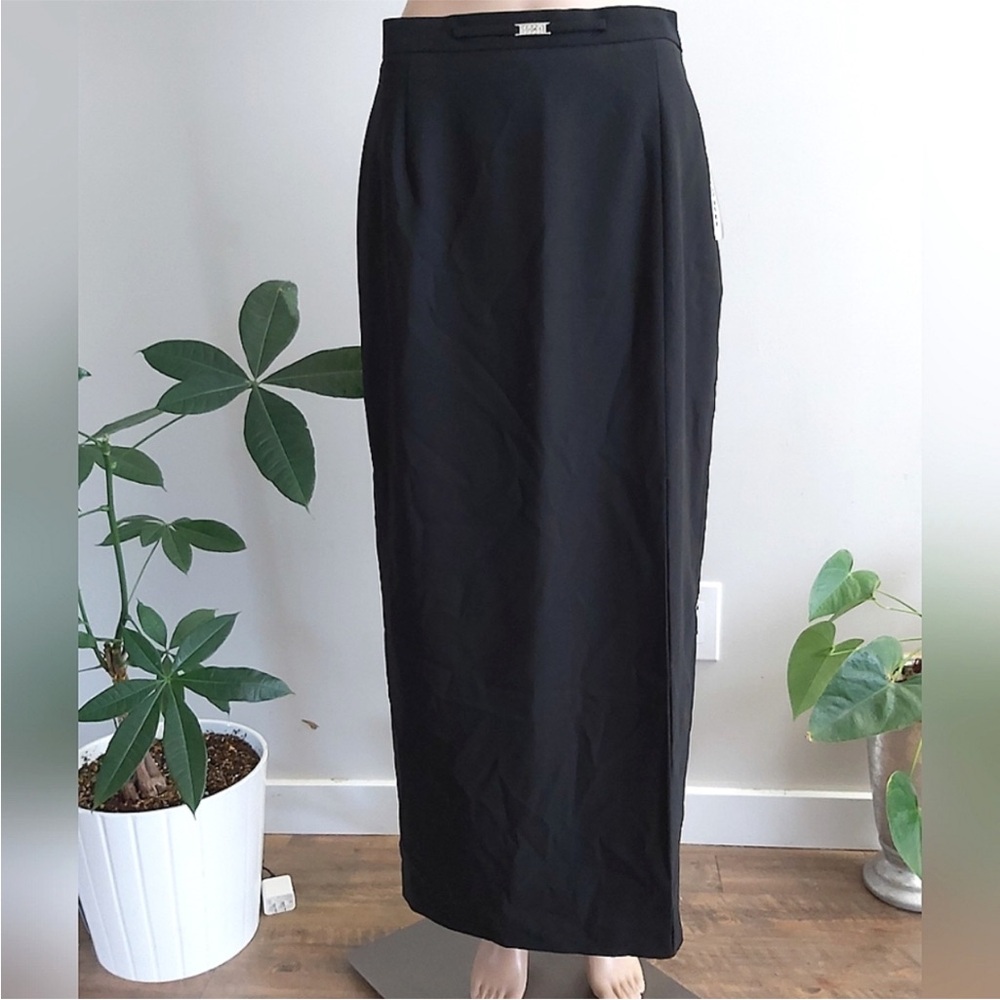 Nygard Collection black maxi skirt front slit thigh